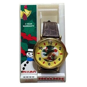 VTG Milan Men’s Watch Gold Tone Christmas Tree Xmas Gift Face Limited Edition